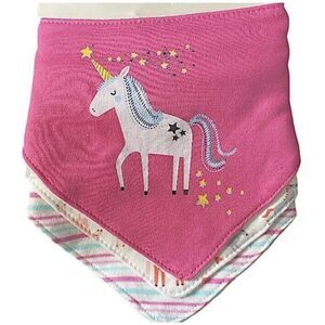 Royale Bebe Baby Bibs Unicorn New Triangle 3 Pack Pink, Stripes Baby Shower Gift